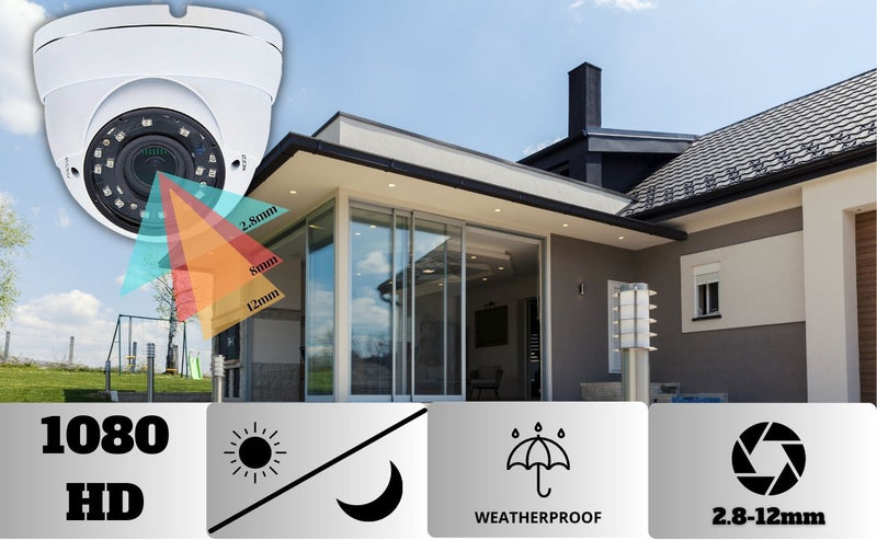 8 Channel 2TB HDD 1080P HD CCTV Dome Security Camera System with 2.8-12mm Manual Zoom Lens, 98ft Night Vision (No Cables or Camera Power)