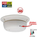 1080p HD TVI, AHD, CVI And Analog Indoor 3.7mm Fixed Iris Wide Angle Smoke Detector Style Hidden Security Camera