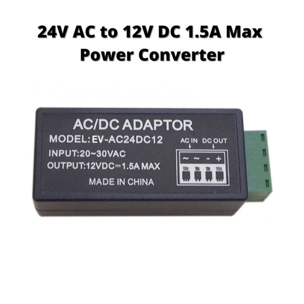 EV-AC242DC12 24 Volt AC to 1.5Amp 12V DC Power Converter Reducer Adaptor