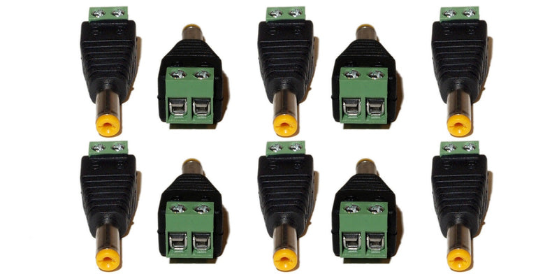 10 Pcs DC Male End Jack Power Connector with Screw Terminal for CCTV Security Camera