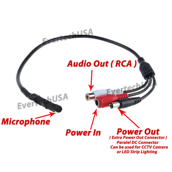 High Sensitive Audio Pickup Device External Amplified Mini Spy Microphone with Power Plug for CCTV Audio Surveillance