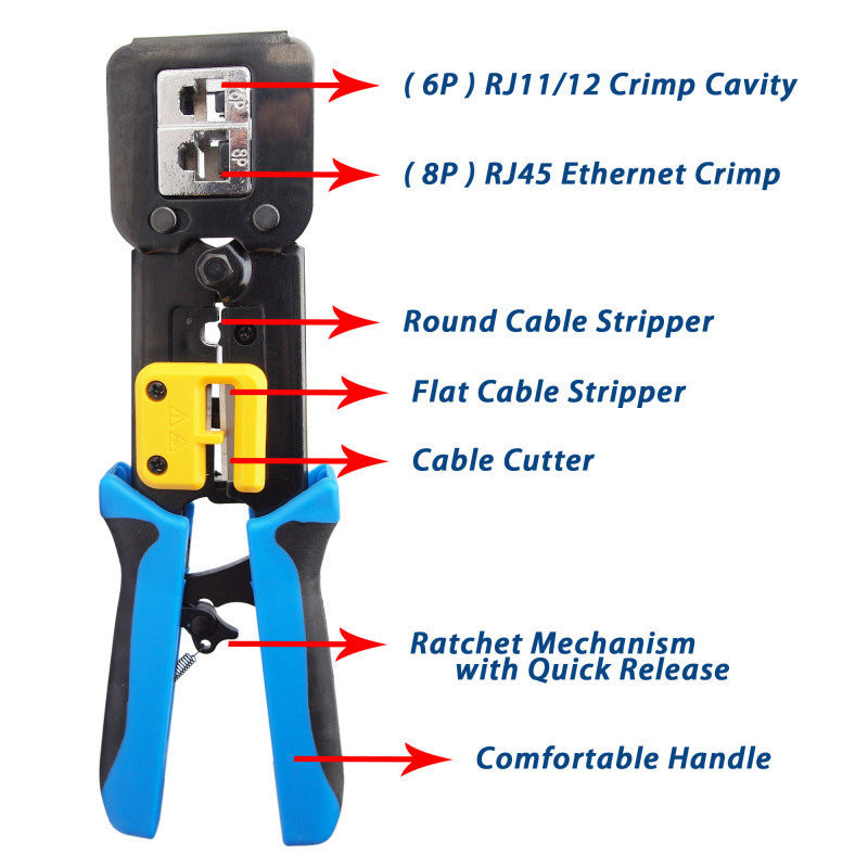 1000 Feet Cat6 UTP Solid Network Ethernet LAN Cable, RJ45 Ethernet Cable Crimping Tool and 10 PCS RJ45 Network Cable Modular Plug CAT5/6 FTP Connectors End Pass Through Lot