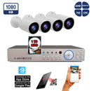 8 Channel HD Surveillance System w/ H.264 DVR and 4pcs. 1080P Manual Zoom Adjustable Lens Bullet CCTV Security Camera w/ 1TB Hard Drive for recording