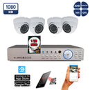 4 Dome Security Camera 1080p HD system 8 Channel DVR w/1TB Hard Drive Remote Viewing Playback Motion Detection
