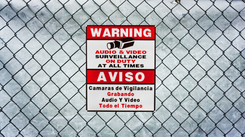Security Alert Audio & Video Surveillance On Duty at All Times Sign Sticker CCTV Video Surveillance Warning Sign Bilingual English Spanish Size: 9 x11
