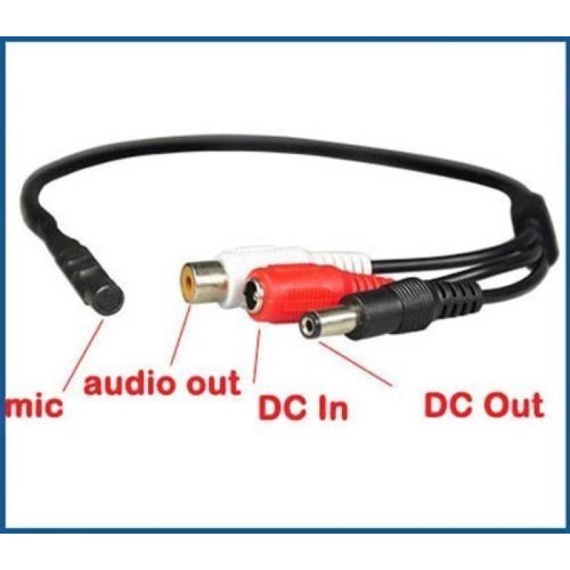 High Sensitive Preamp Surveillance Microphone Audio Pickup Device Kit with 50 Feet CCTV Cable and 12V DC Power Supply