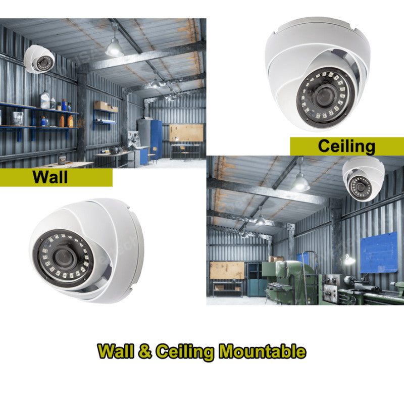 Evertech 1080p HD Dome Security Camera with CCTV Microphone 12V DC Adapter and 50ft Video Power and Audio Cable Set