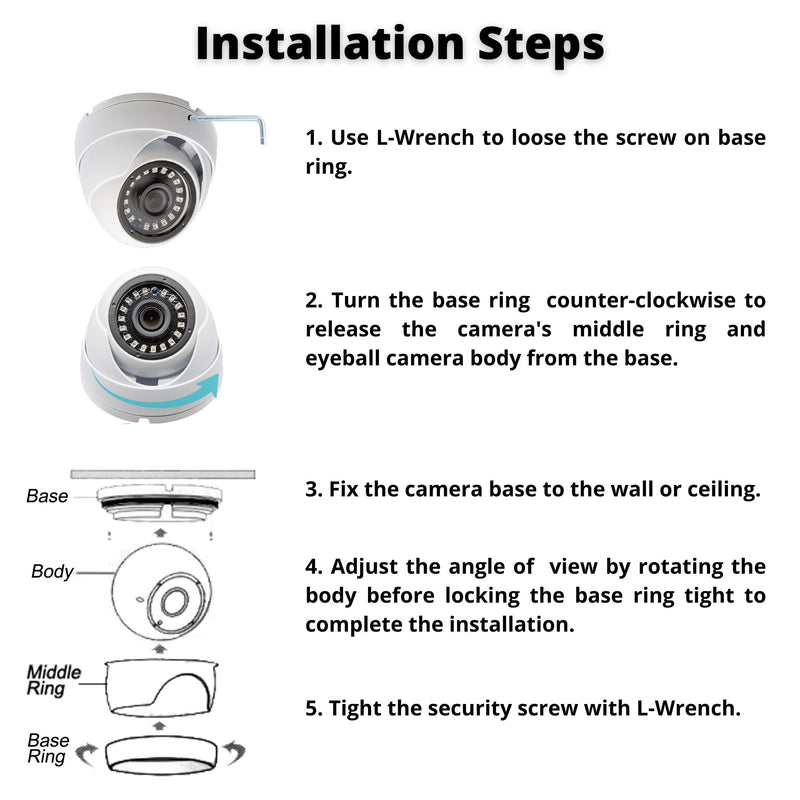 HD 1080p AHD TVI CVI Analog Outdoor Indoor Weatherproof Wide Angle 50ft Night Vision CCTV Security Surveillance Dome Camera