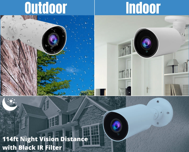 32 Channel HD Video Recorder built-in 8TB Hard Drive, (30) Indoor/Outdoor Weatherproof Bullet Camera, with114ft IR Night Vsiion, 2.8-12mm Adjustable Lens