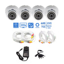 4 Pcs 1080p HD AHD TVI CVI Analog Indoor Outdoor Dome Security Cameras with Wires and Power Supply