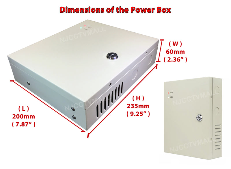 EV-PB18-10P Power Box - 18 Ch Channel 12 Volt DC Output CCTV Distributed Power Supply Box with 18pcs DC Male Pigtail