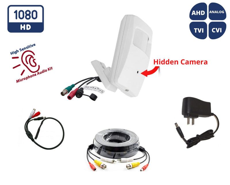 Evertech Motion Sensor Shape 1080p HD Security Camera with Night Vision Audio Kit AHD TVI CVI Analog Camera