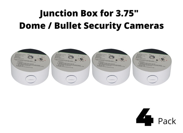 4 Pack White 3.75" Camera Mounting Base Junction Outlet Box for Dome or Bullet CCTV Security Cameras