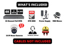 16 Channel 8TB H.265 HD 4K 8MP Network Video Recorder with 12 PoE IP Security Cameras with Audio (No Cables)