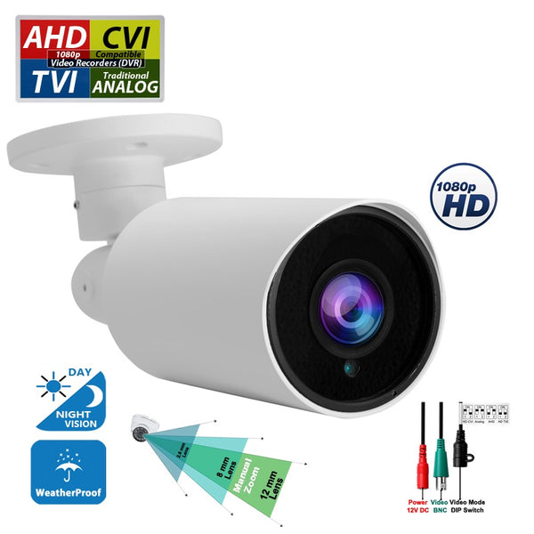 Evertech 1080P HD TVI AHD CVI Day Night Vision Indoor Outdoor CCTV Bullet Security Camera
