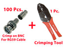 100 Pcs. Professional RG59 / BNC Male Crimp-On Connector with Crimping Tool